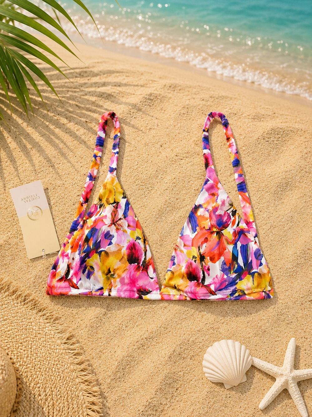 COSITA LINDA Floral Bikini Top with Adjustable Straps